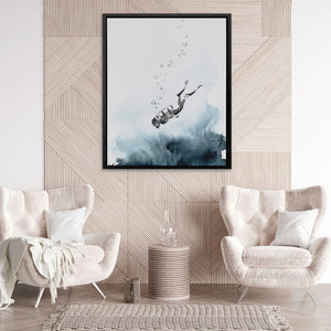 Diver Descending Abyss - Luxury Wall Art