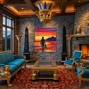 Diver Golden Sunset - Luxury Wall Art