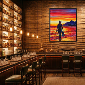 Diver Golden Sunset - Luxury Wall Art