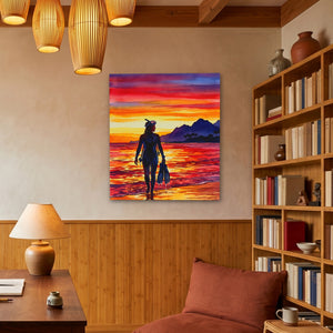 Diver Golden Sunset - Luxury Wall Art