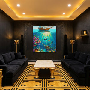 Diver Sunken Treasure - Luxury Wall Art