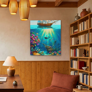 Diver Sunken Treasure - Luxury Wall Art