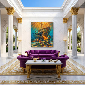 Diver Sunken Wreck - Luxury Wall Art