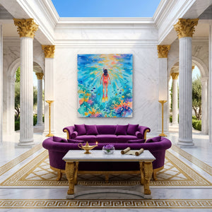 Diver Watercolor Reef - Luxury Wall Art