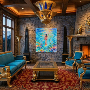 Diver Watercolor Reef - Luxury Wall Art