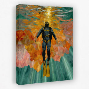 Diver's Coral Ascension - Luxury Wall Art