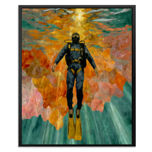 Diver's Coral Ascension - Luxury Wall Art