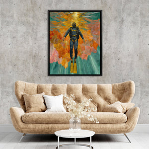Diver's Coral Ascension - Luxury Wall Art