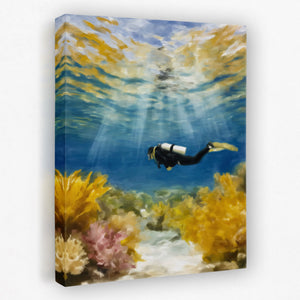 Diver's Coral Depths - Luxury Wall Art