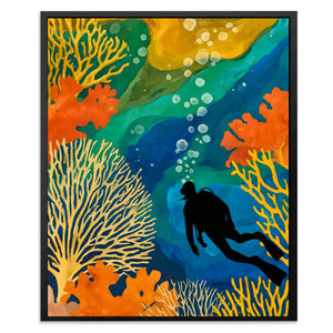 Diver's Golden Depths - Luxury Wall Art