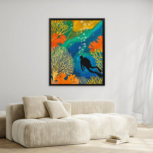 Diver's Golden Depths - Luxury Wall Art