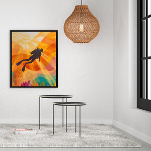 Diver's Golden Descent II - Luxury Wall Art