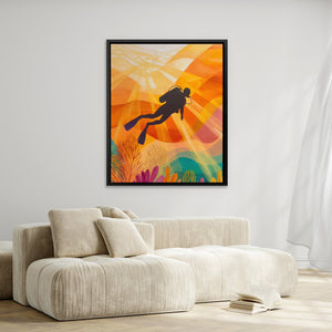 Diver's Golden Descent II - Luxury Wall Art