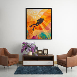 Diver's Golden Descent II - Luxury Wall Art