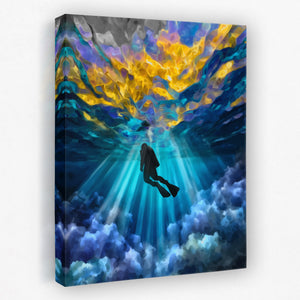 Diver's Golden Descent - Luxury Wall Art