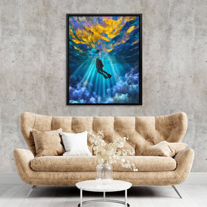 Diver's Golden Descent - Luxury Wall Art
