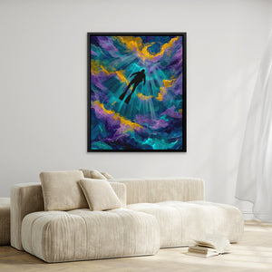 Diver's Teal Ascension - Luxury Wall Art