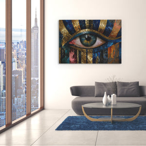 Divine Eye Sunburst - Surrealism Wall Art in Black Frame