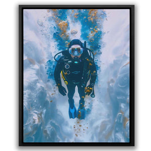 Diving into Eternity - Blue Diving Canvas Print