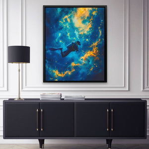 Diving into the Abyss - Modern Blue Canvas Wall Art