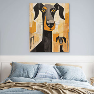 Doberman's Love - Black and Gold Wall Art for Living Room
