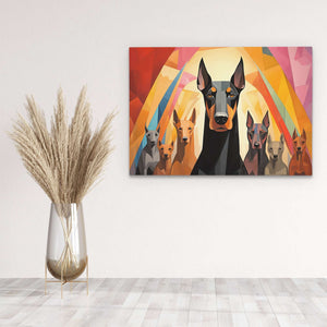 Doberman's On Duty - Yellow Doberman Canvas Print