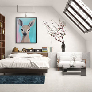 Doe’s Whisper - Contemporary Wall Art in Black Frame
