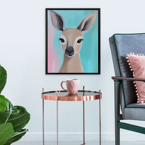 Doe’s Whisper - Deer Wall Art in Black Frame