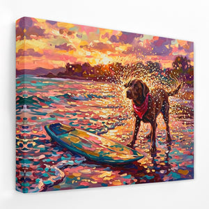 Dog Golden Surfboard โ Dog Golden Surfboard Landscape Side View Mirror Wrap 75