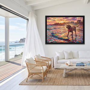 Dog Golden Surfboard โ Dog Golden Surfboard Malibu Beach Land 123