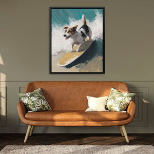 Dog On A Wave - Large Modern Canvas Print