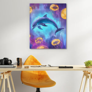 Dolphin and Jellies - Luxury Wall Art