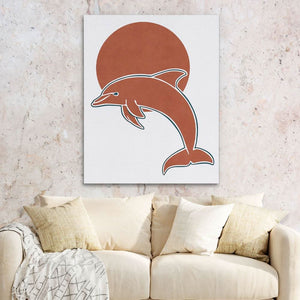 Dolphin and Sun Circle - Animals Art for Bathroom