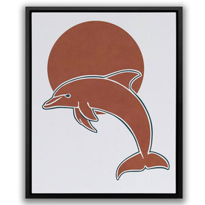 Dolphin and Sun Circle - Minimalist Wall Art Print