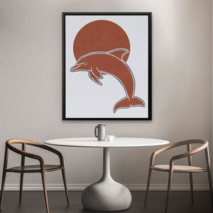 Dolphin and Sun Circle - Brown Beach Canvas Print