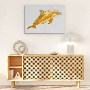 Dolphin Sound Waves - Earth Tones Wall Art for Living Room