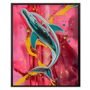 Dolphin Splash - Colorful Dolphin Canvas Print