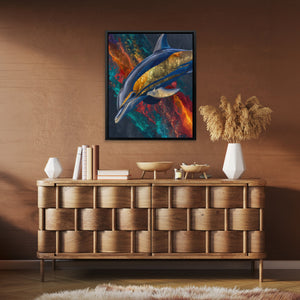 Dolphin Teal Thunder - Luxury Wall Art