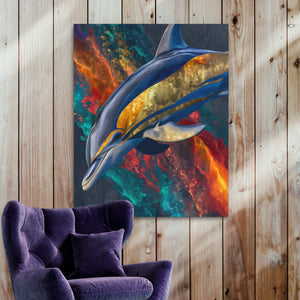 Dolphin Teal Thunder - Luxury Wall Art