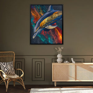 Dolphin Teal Thunder - Luxury Wall Art