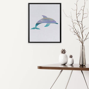 Dolphin with Sunset Tones - Oversized Beach Canvas Wall Art