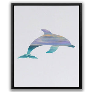 Dolphin with Sunset Tones - Minimalist Wall Art Print