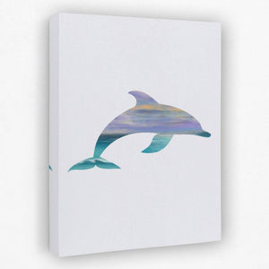 Dolphin with Sunset Tones - Beach Canvas Wall Art