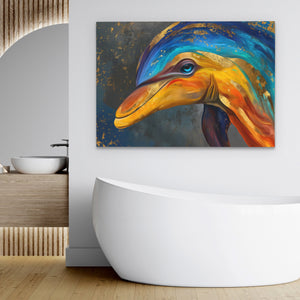 Dolphin's Golden Current - Luxury Wall Art