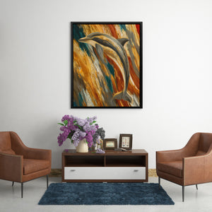 Dolphins Golden Current - Luxury Wall Art