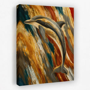 Dolphins Golden Current - Luxury Wall Art
