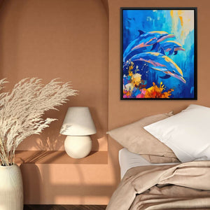 Dolphins In Motion - Beach House Art for Bedroom
