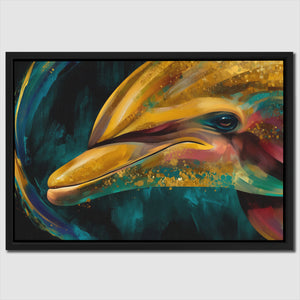 Dolphins Teal Current - Luxury Wall Art