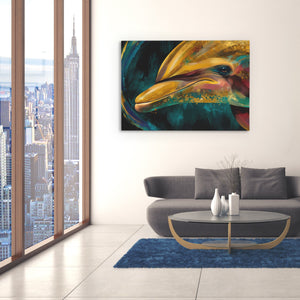 Dolphins Teal Current - Luxury Wall Art