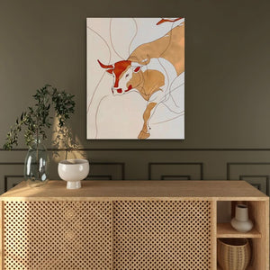 Doodle of a Bull - Brown Bull Canvas Print